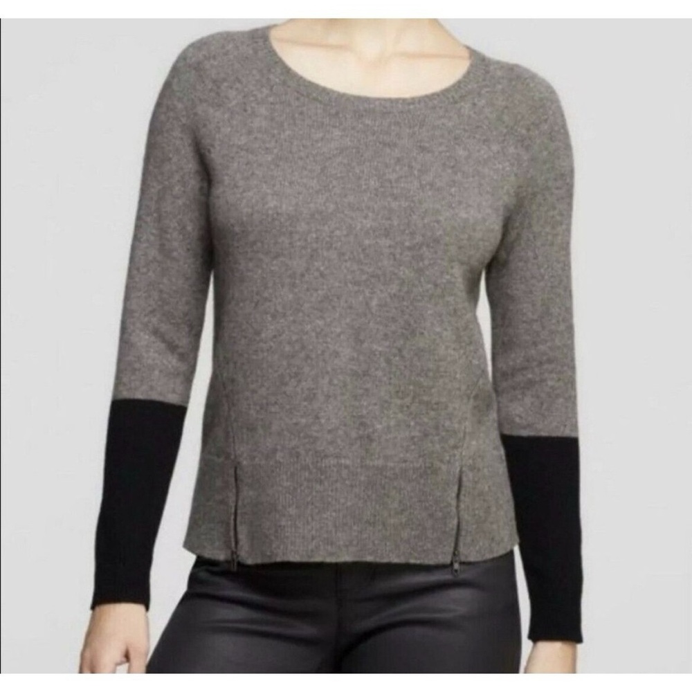EILEEN FISHER wool/yak blend sweater with zippers at hem